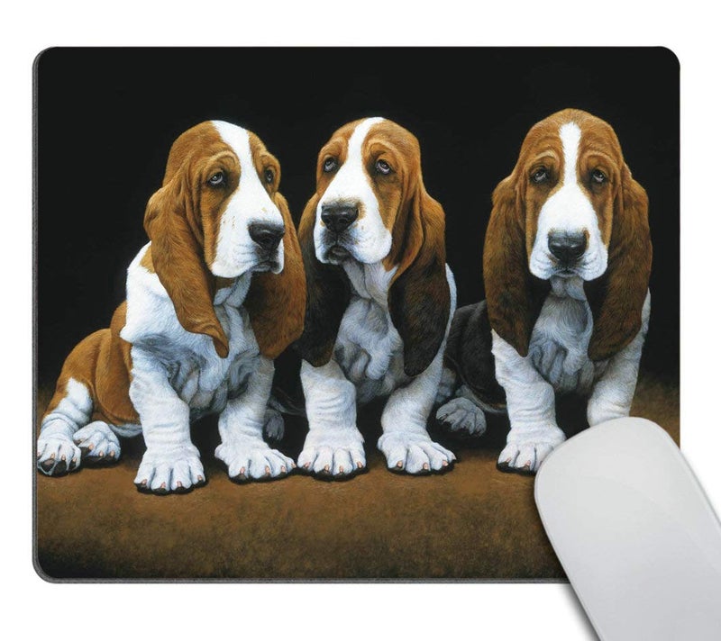 Smooffly Computer Mouse Pad Dogs,Basset Hound Large Mousepad Great Present Idea - Image 1